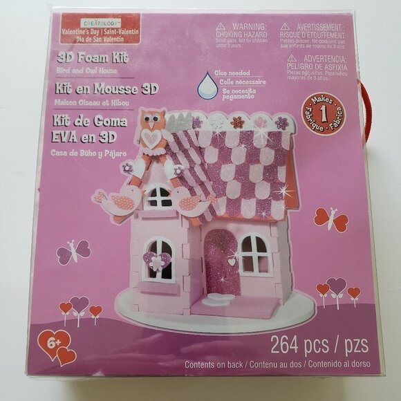 Unused - 3D Foam Pink Kit Bird and Owl House - Picture 1 of 2
